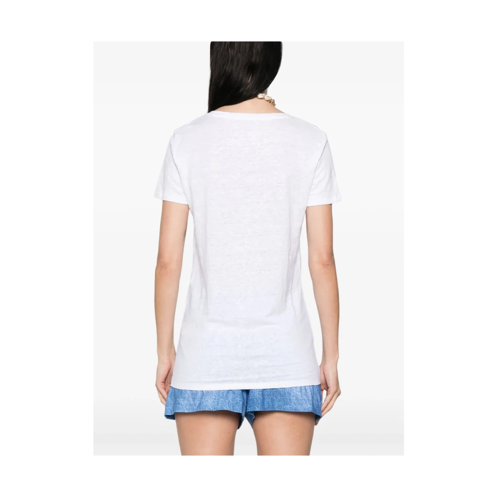 majestic filatures Witte V-hals T-shirt Korte Mouwen White Dames