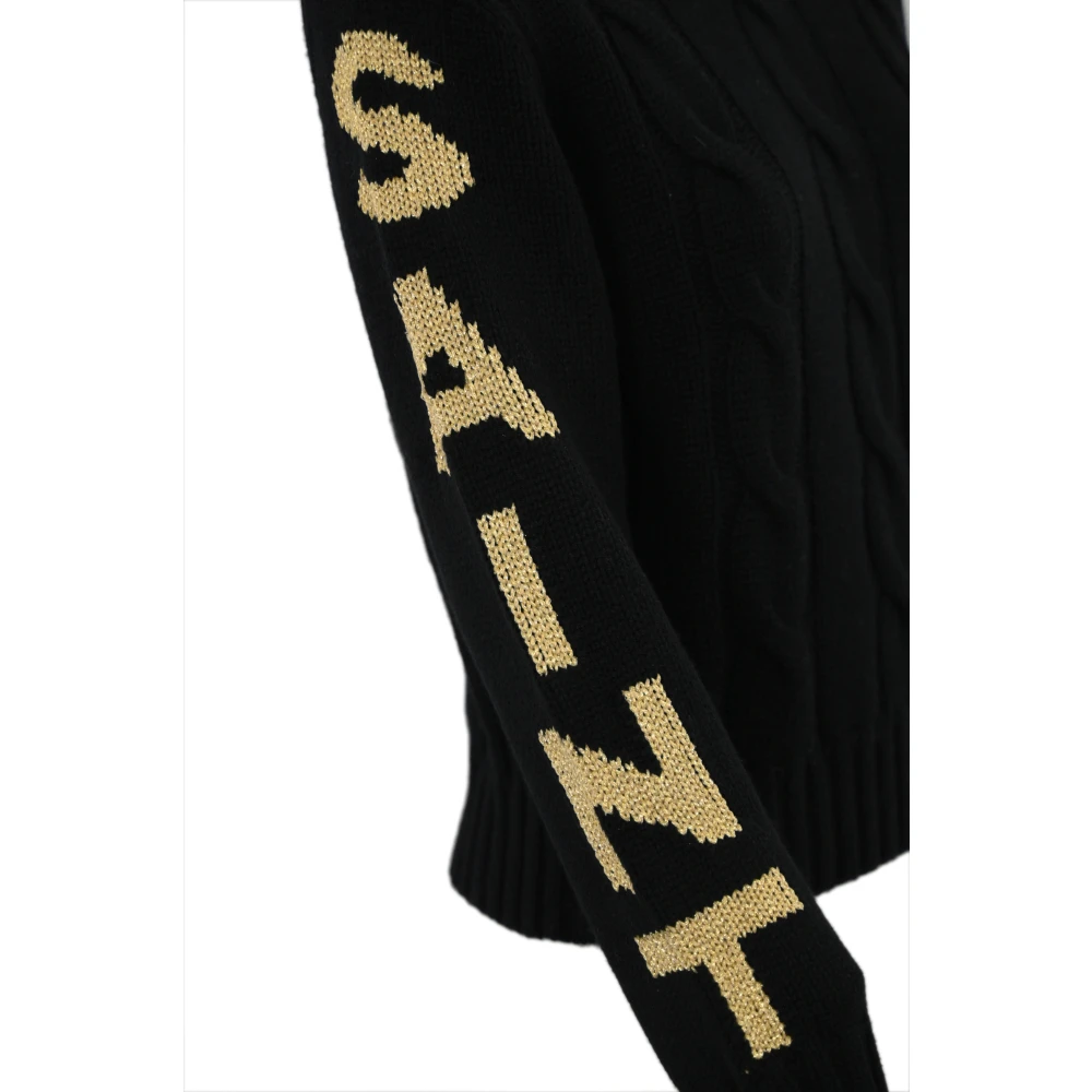 MC2 Saint Barth Zwarte coltrui met gevlochten design Black Dames