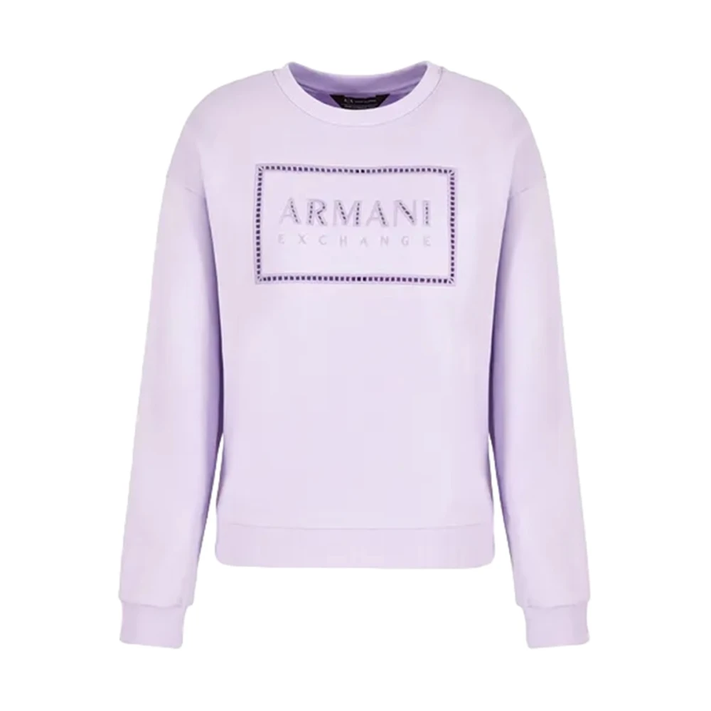 Armani Exchange Biologisch Katoenen Crewneck Sweater Lila Purple Dames