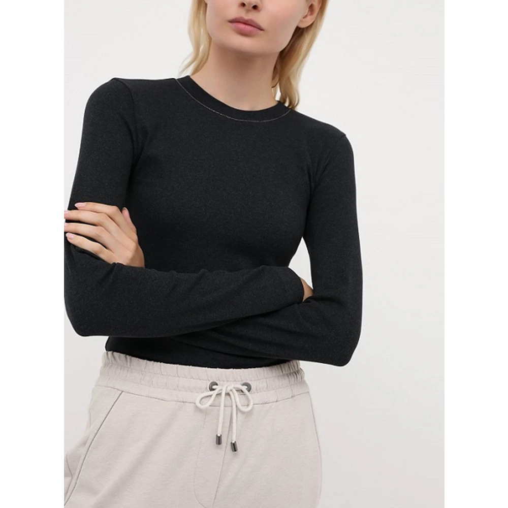 BRUNELLO CUCINELLI Antraciet trui met Monili-kettingen Gray Dames