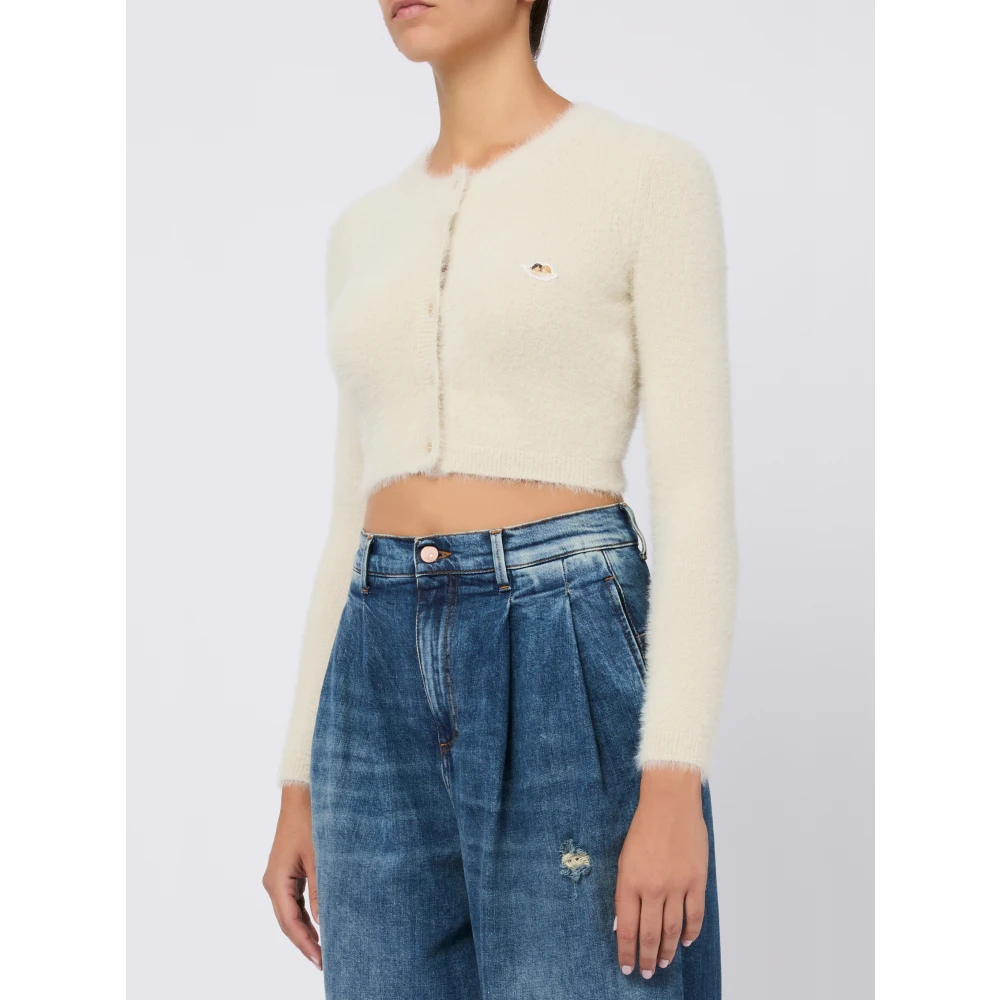 Fiorucci Witte Cardigan met Geborduurd Logo White Dames