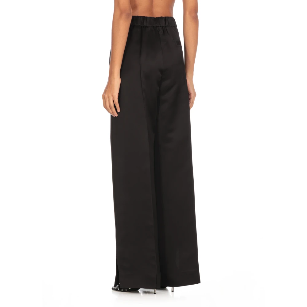 Jil Sander Zwarte Viscose Blend Elastische Taille Broek Black Dames