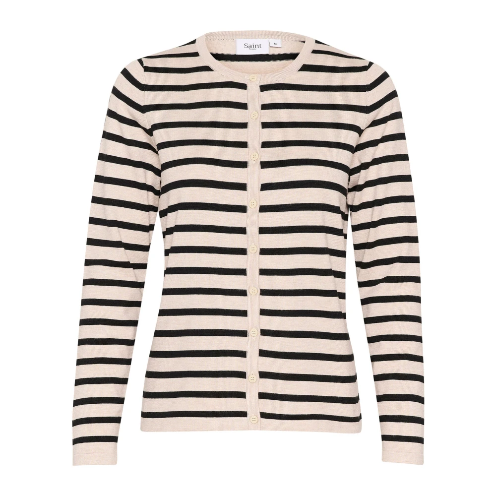 Saint Tropez Gestreepte Vest Grijs Morn Mila Stripe Beige Dames