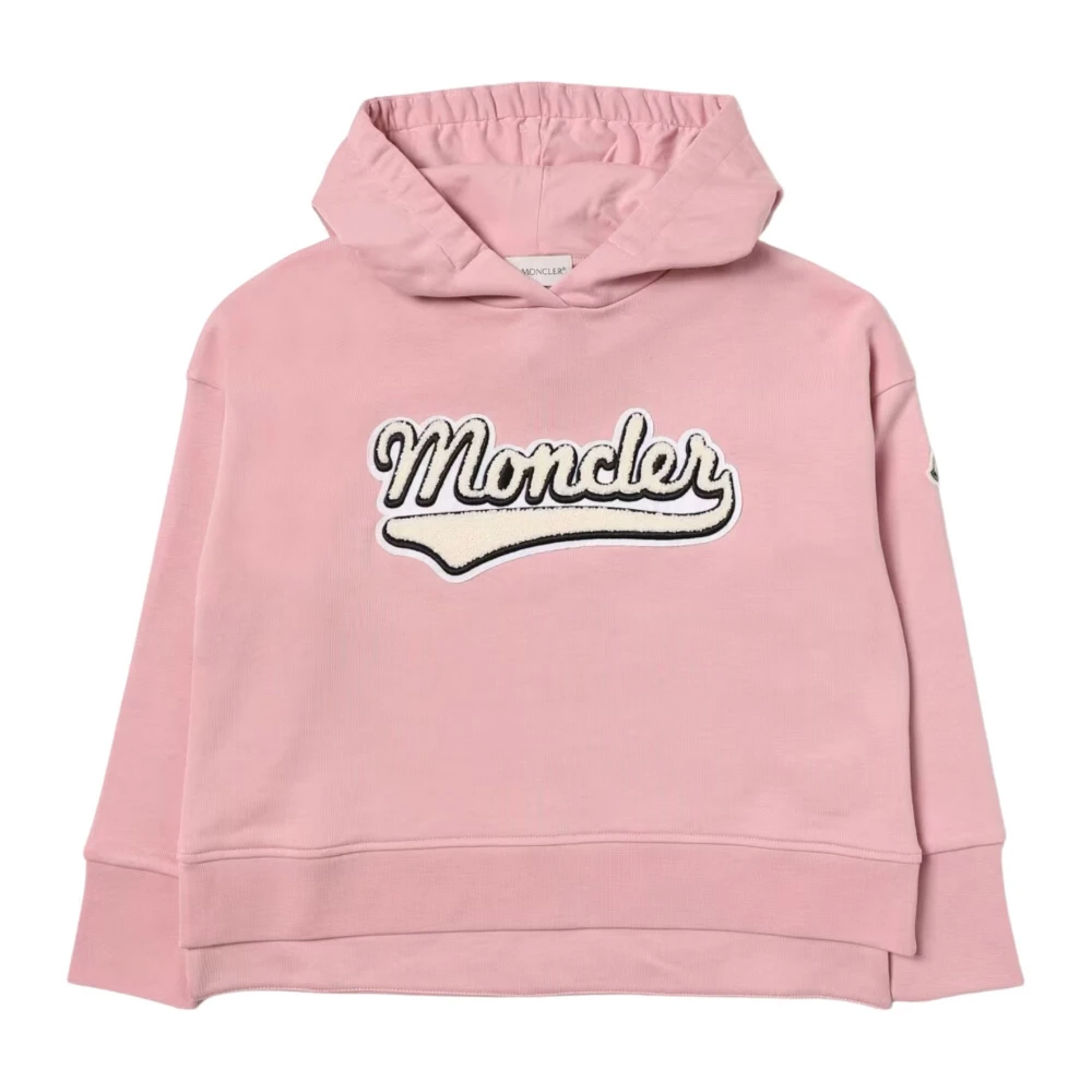 Moncler Rosa Cropped Hoodie med Logo Pink, Flicka