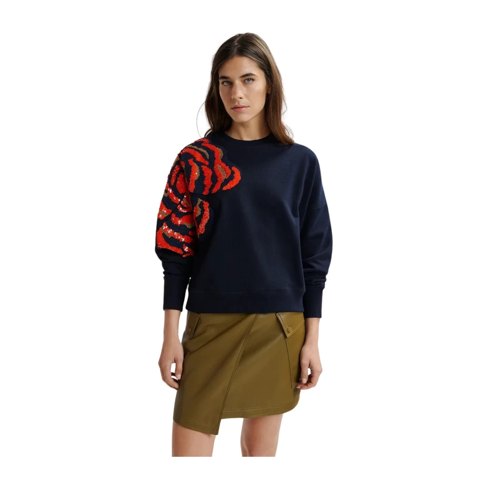 Essentiel Antwerp Paillet Sweatshirt Blue Dames