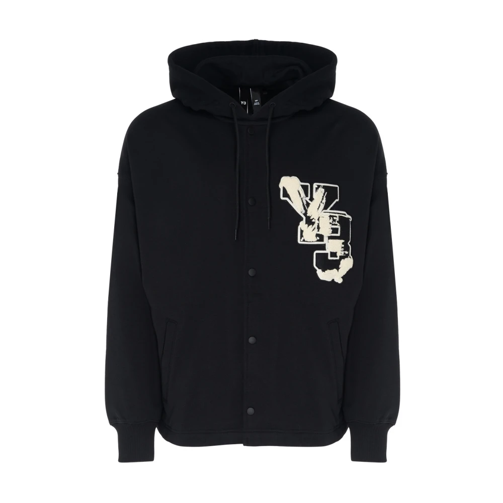 Y-3 Zwarte biologisch katoenen hoodie met wit logo Black Heren