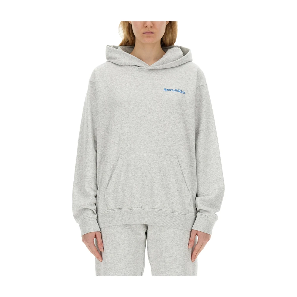 Sporty & Rich Hoodie met logo voor vrouwen Gray Dames