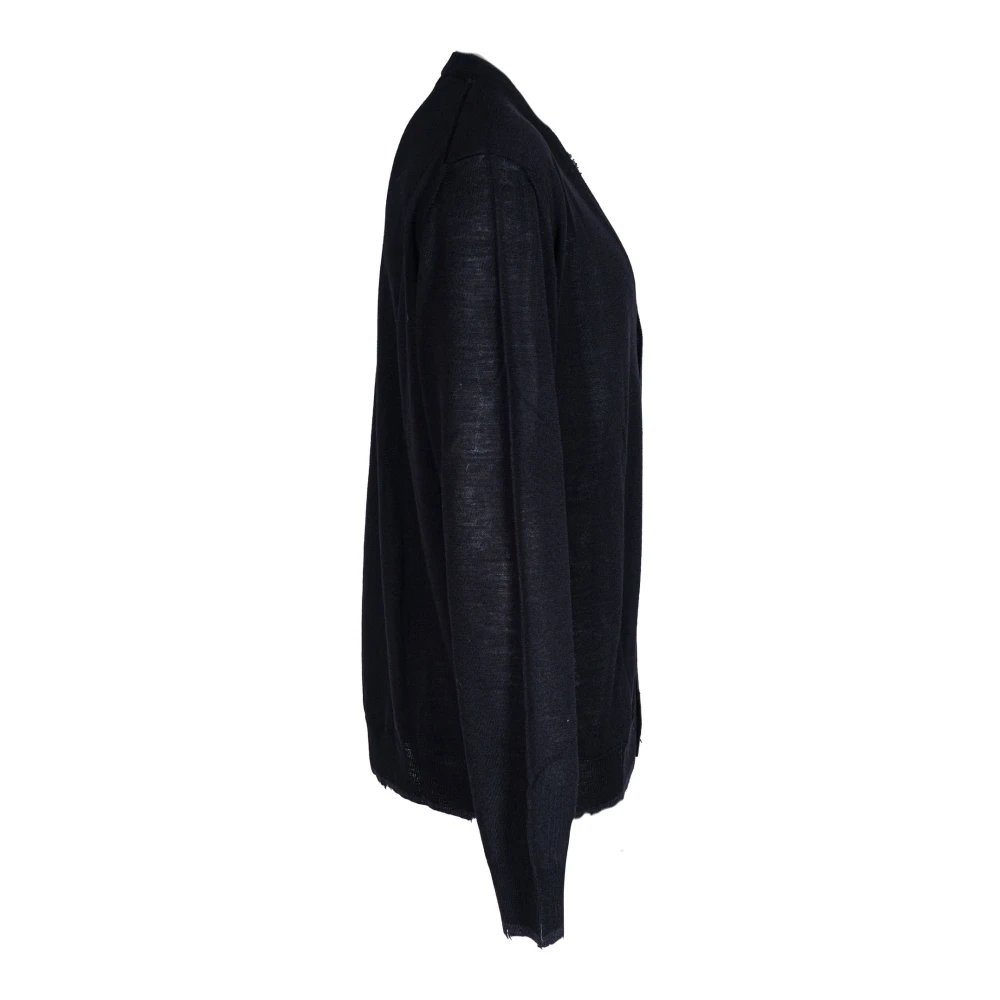 Mauro Grifoni Heren wollen vest met tweekleurige knopen Black Heren