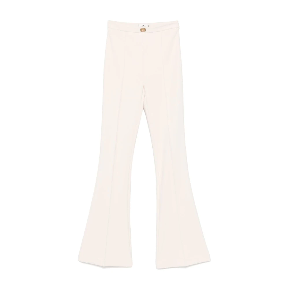 Elisabetta Franchi Elegante Witte Flared Broek Lente Zomer Yellow Dames