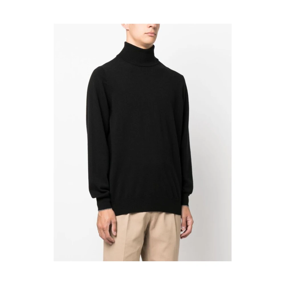 BRUNELLO CUCINELLI Zwarte Kasjmier Gebreide Coltrui Sweater Black Heren