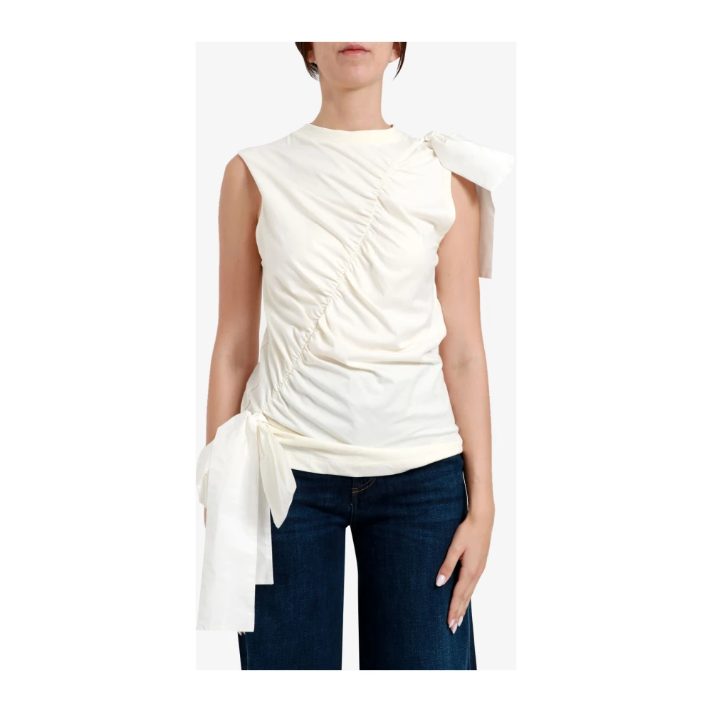Msgm Witte Mouwloze Crewneck T-shirt White Dames