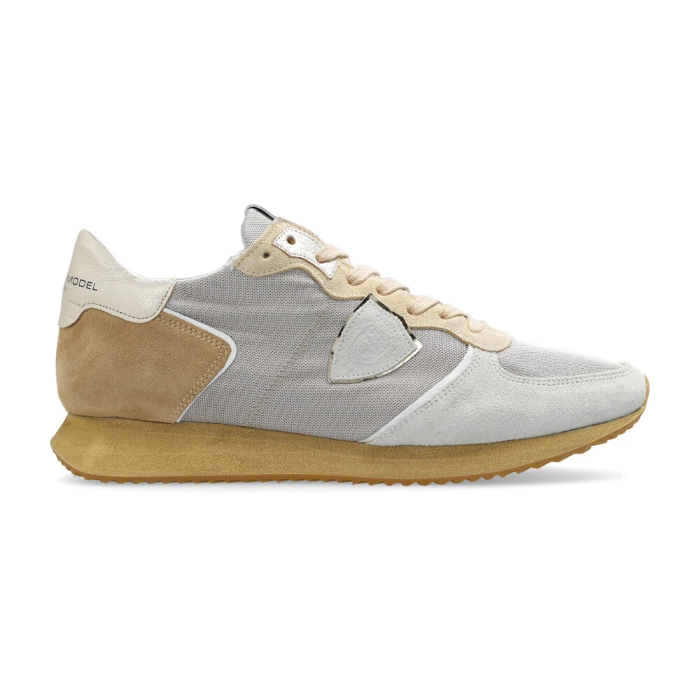 Philippe Model Women's Gray Sneakers, 5 Uk, Stylish Low Top Trainers In Brown, And White