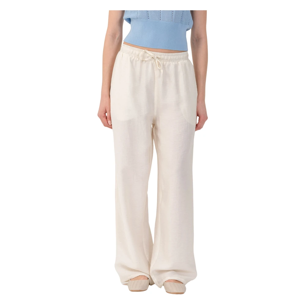 Kocca Women's White Casual Sport Style Trousers - Wide Trousers - L - Trousers