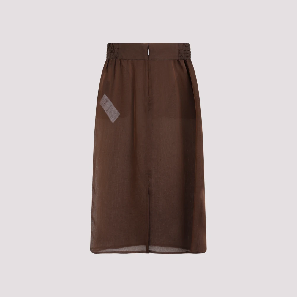 Saint Laurent Zijden Midi Rok Brown Dames