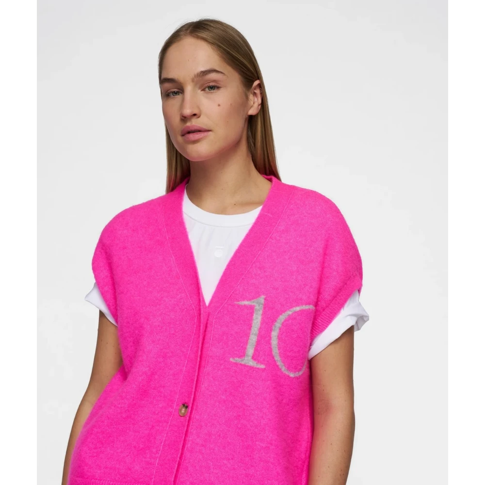 10Days Roze Oversized Gebreid Vest Pink Dames