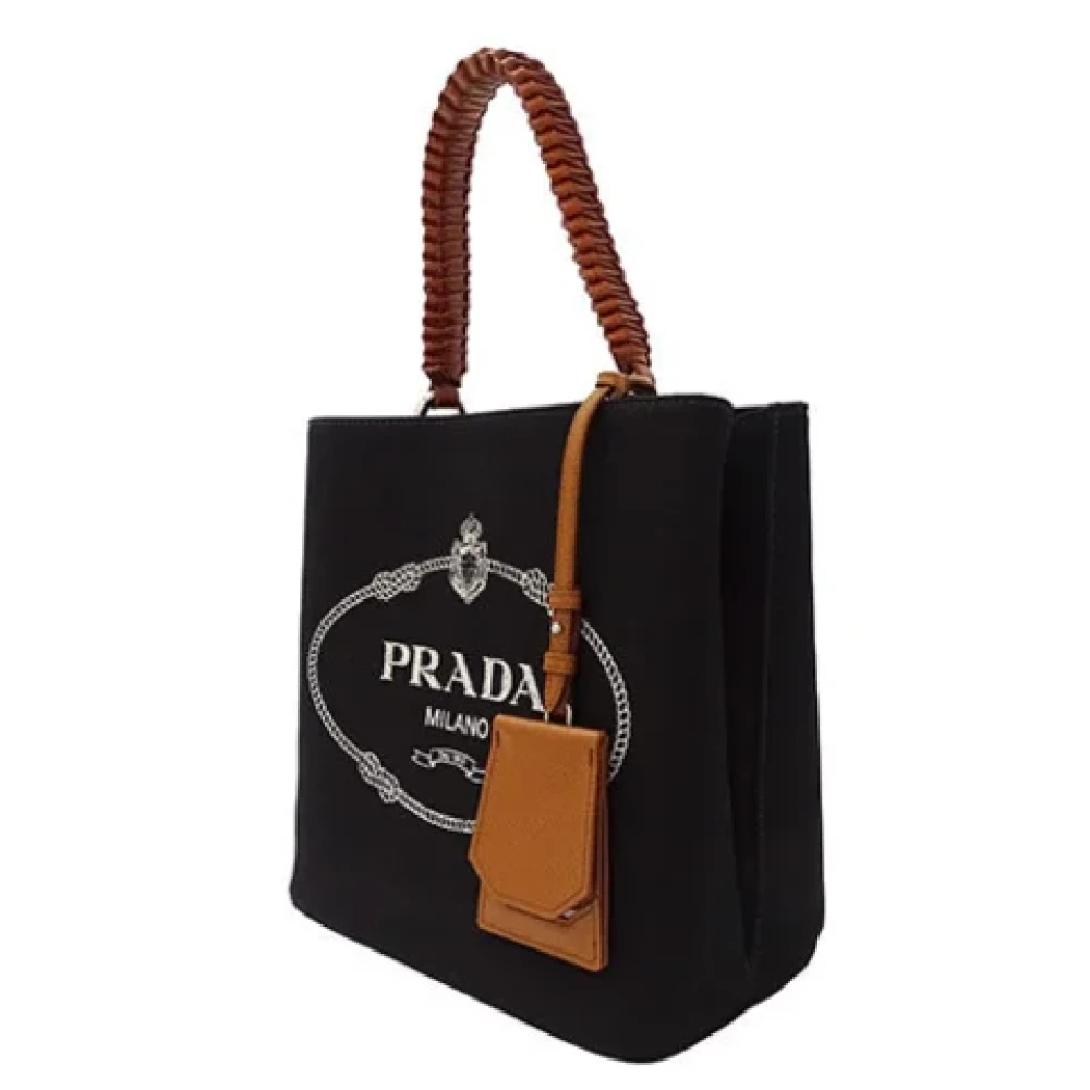 Prada Vintage Pre-owned Canvas shoulder-bags Black Dames