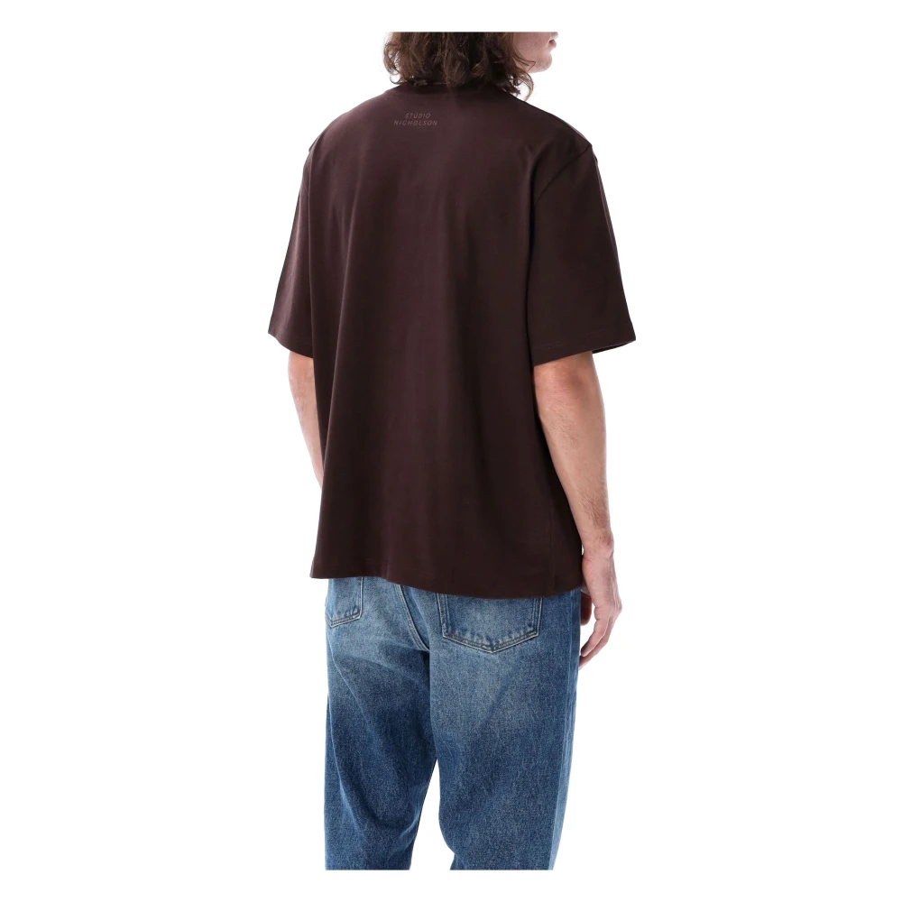 Studio Nicholson Klassieke Katoenen T-shirt Brown Heren
