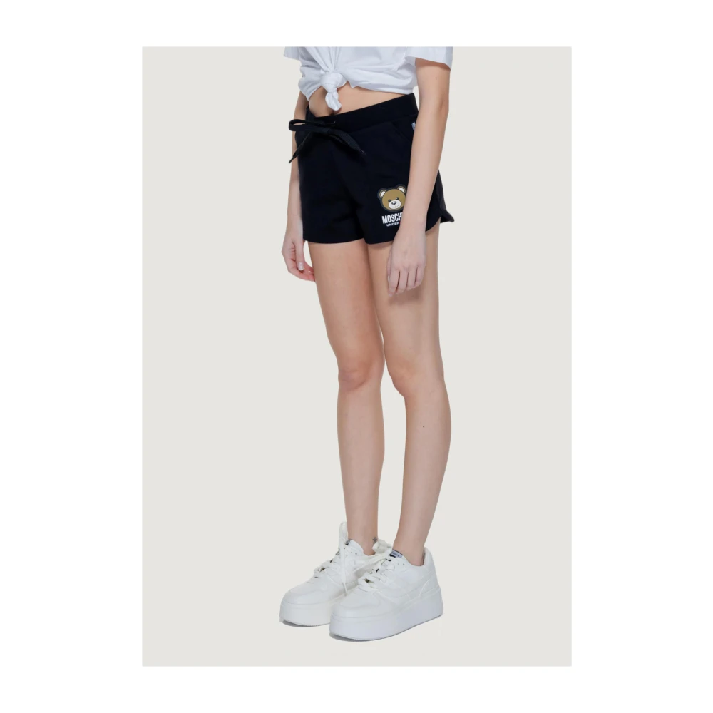 Love Moschino Zwarte Sportieve Shorts Logo Print Black Dames