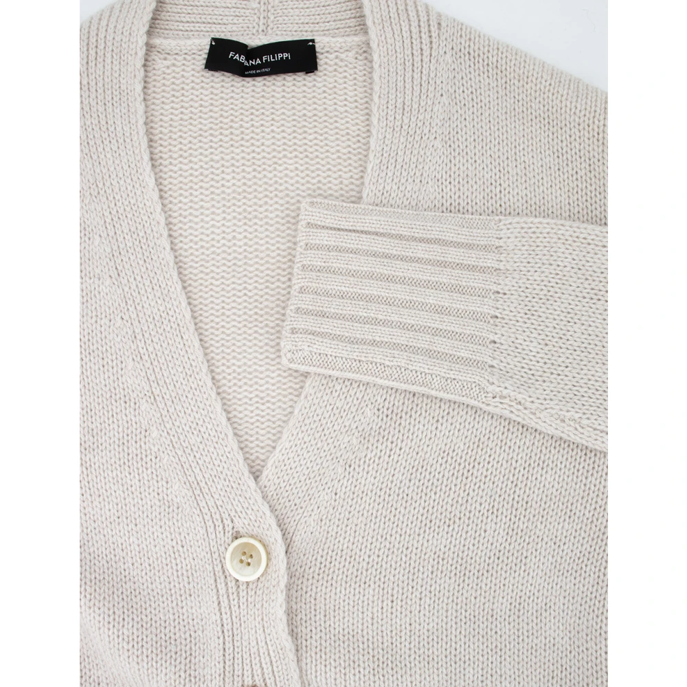 Fabiana Filippi Geborsteld Kasjmier Kort Vestje Beige Dames