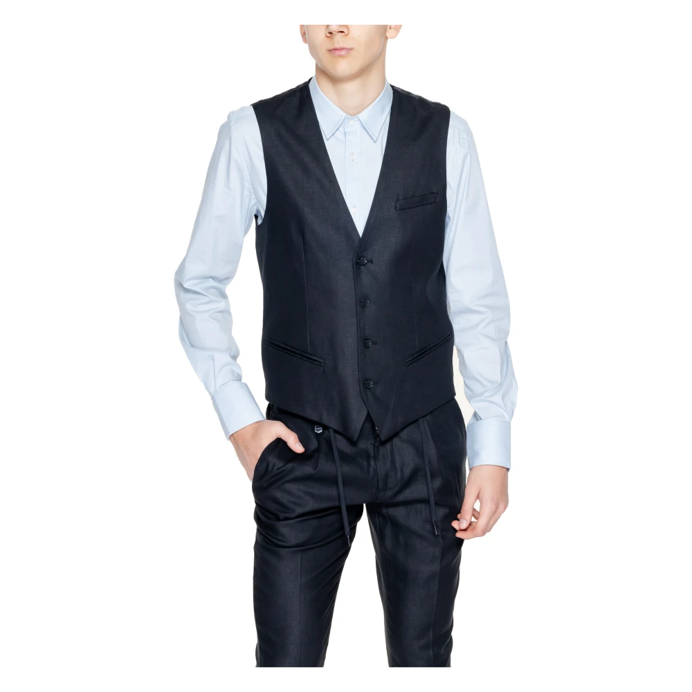 Antony Morato Zwart Linnen-Blend Geknoopt Gilet Black Heren