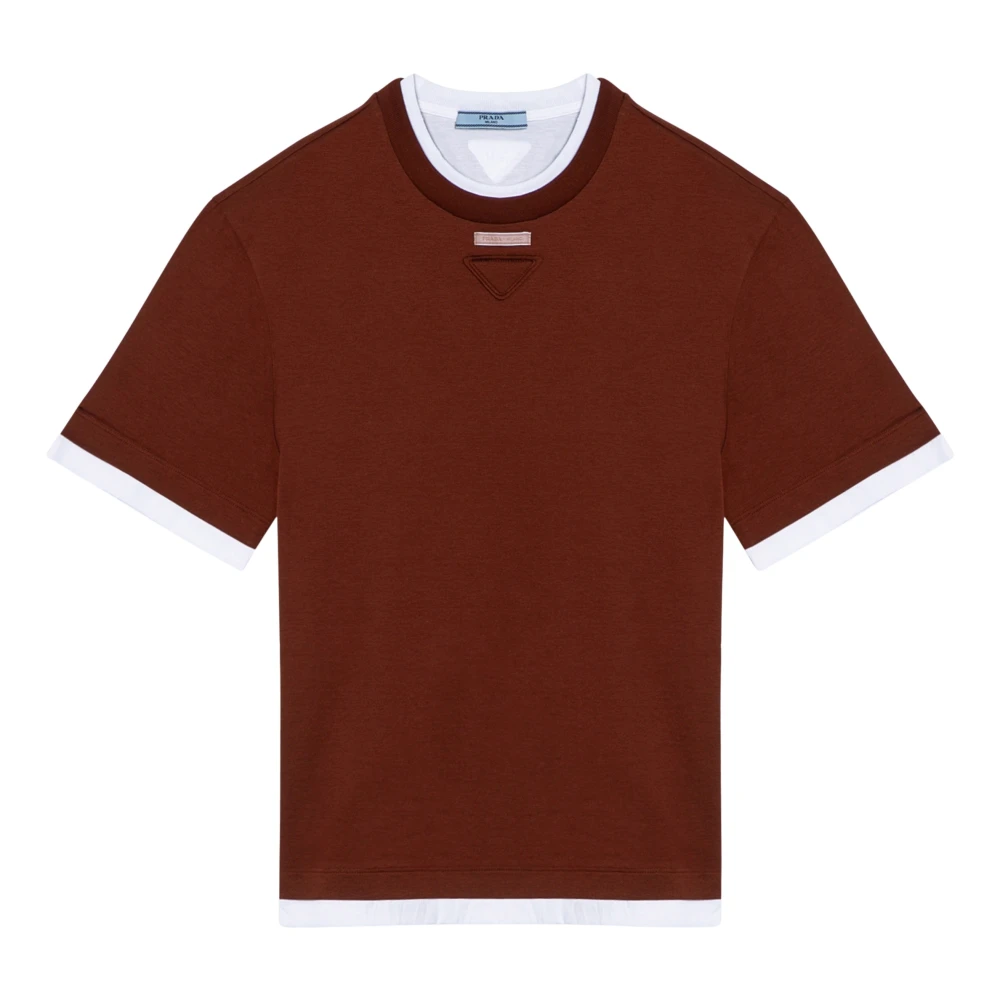 Prada Korte mouwen ronde hals T-shirt Brown Dames