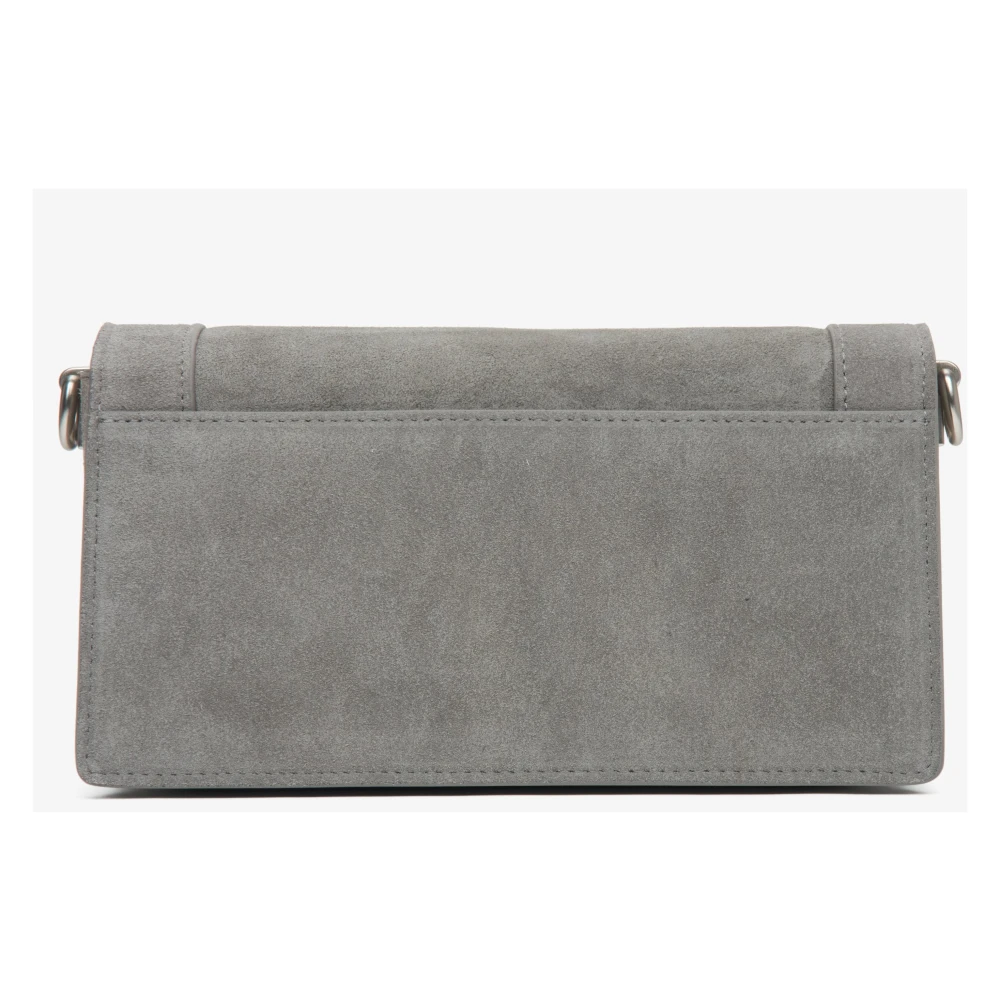 Estro Dames Kleine Grijze Tas gemaakt van Leer en Velours met Zilveren Details Gray Dames