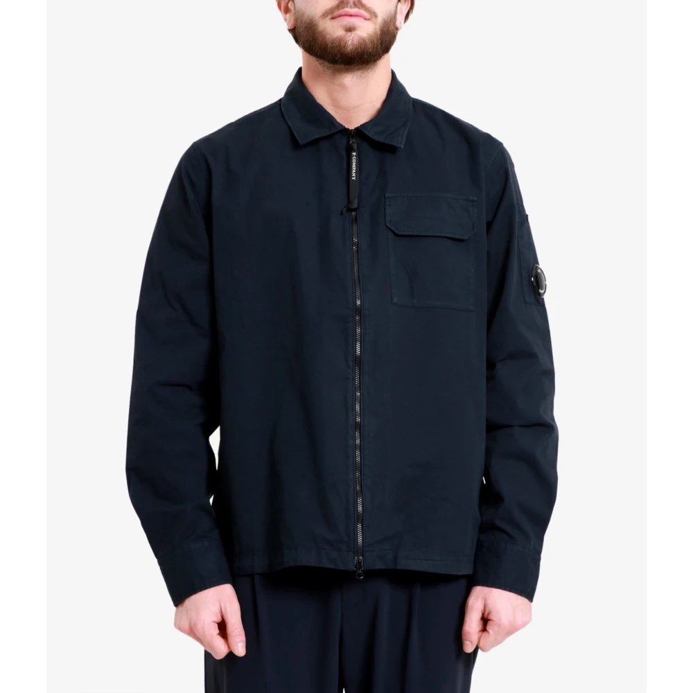 C.P. Company Blauw Katoenen Overhemd met Volledige Rits Blue Heren