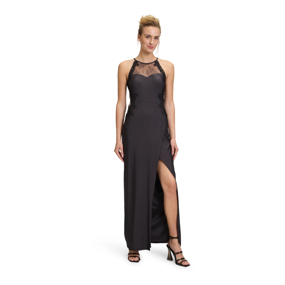 Vera Mont Elegant Avondjurk met Kant Black Dames