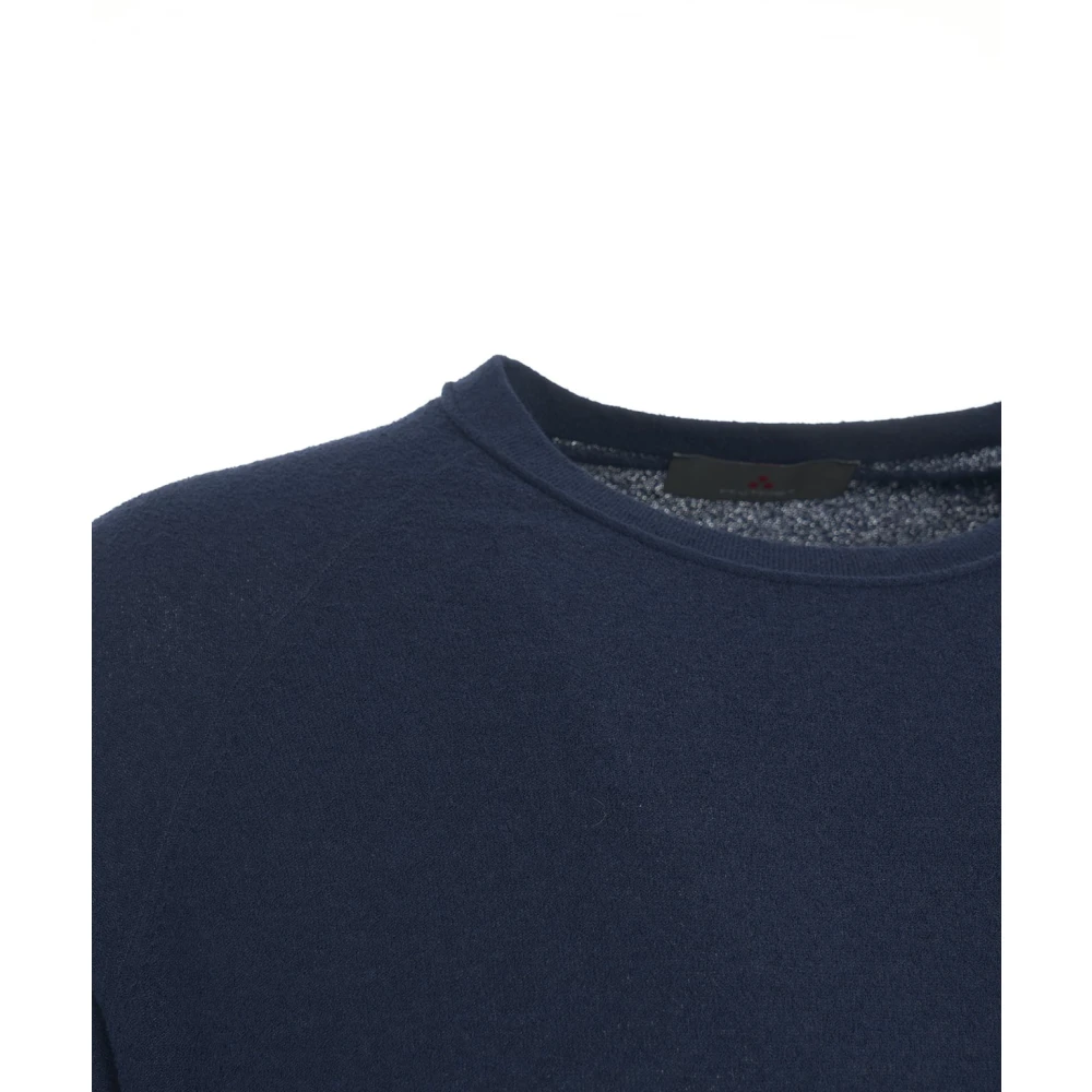 Peuterey Blauwe Gebreide Trui met Afneembaar Logo Blue Heren