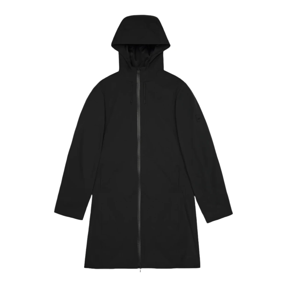 Rains Women's Black Rain Jackets, Xl, Waterproof Long Jacket With Hood