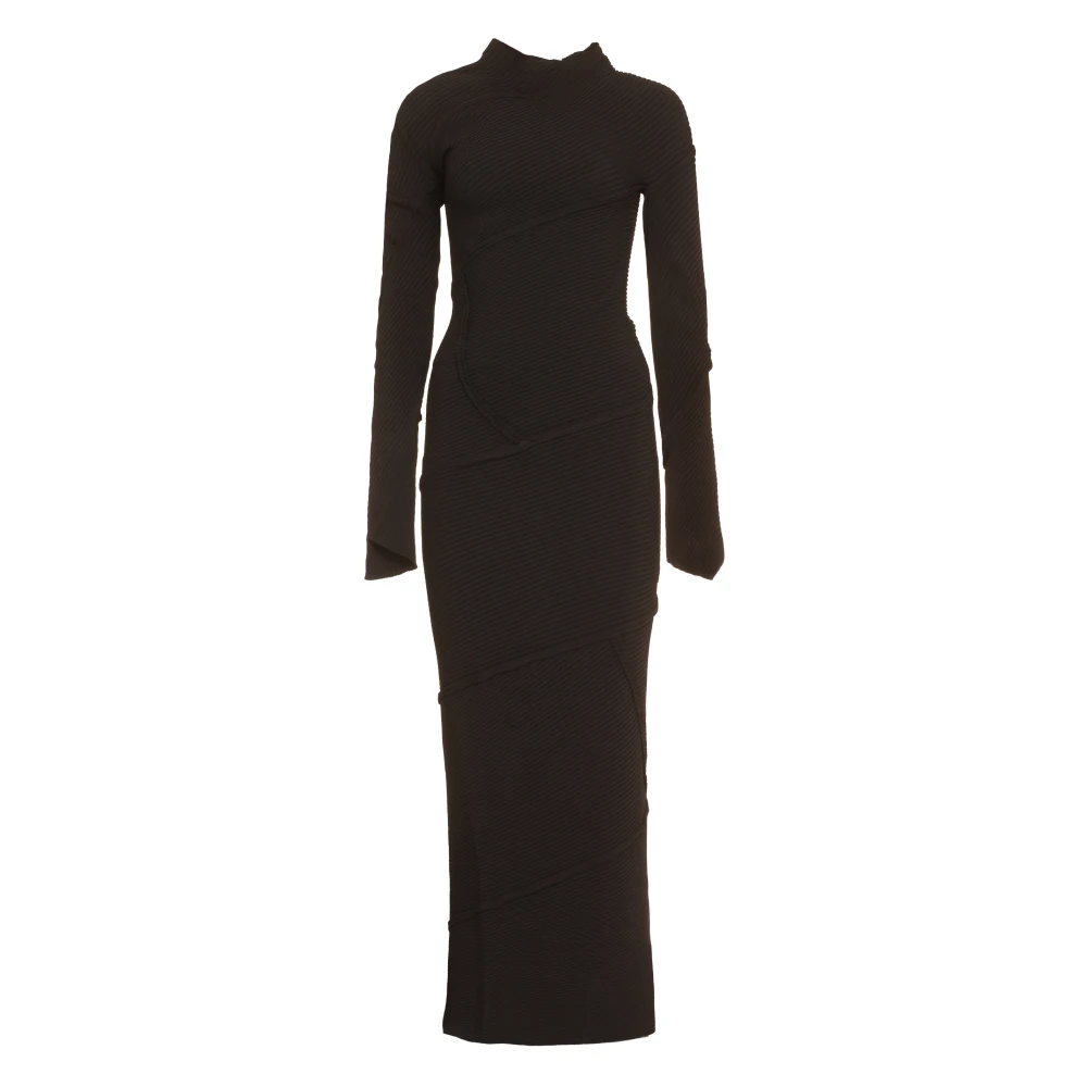 Balenciaga Geribbelde Gebreide Spiral Jurk Black Dames
