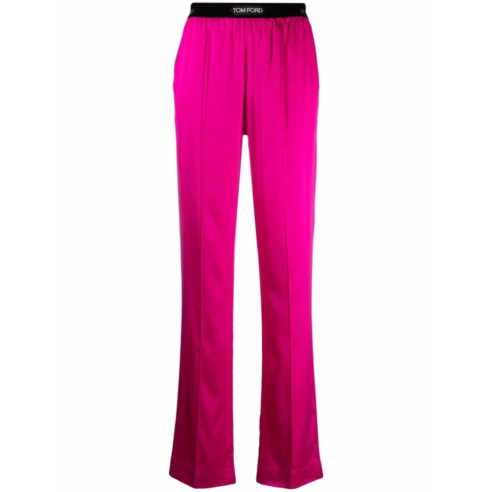 Tom Ford Fuchsia Siden Straight-Leg Byxor Pink, Dam