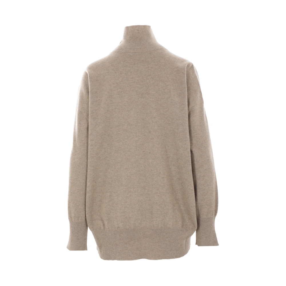 BRUNELLO CUCINELLI Kasjmier Turtleneck Sweater met Monili Borduurwerk Brown Dames