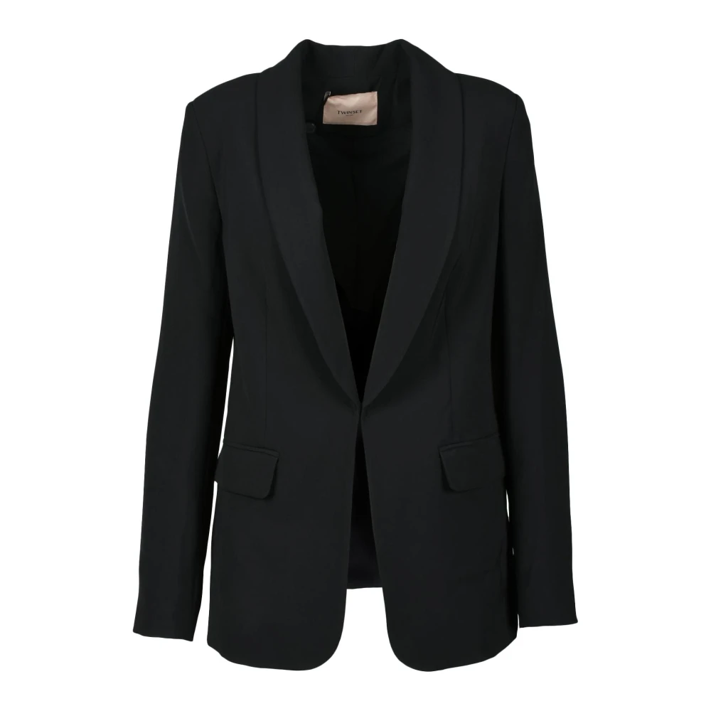 Twinset Elegante Jas met Polyester en Elastaan Black Dames