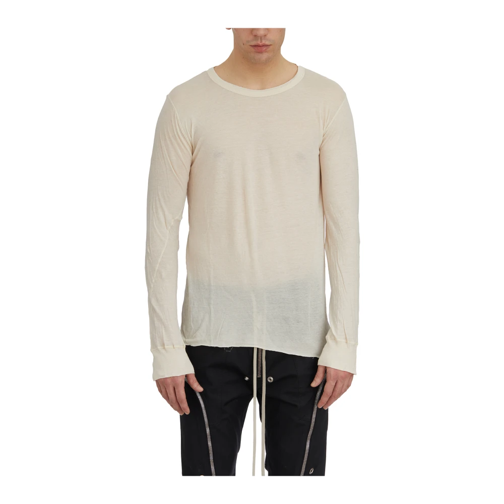 Rick Owens Långärmad Basic T-shirt Natural White, Herr