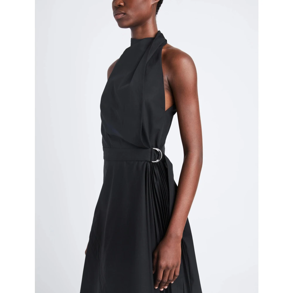 Proenza Schouler Asymmetrische Poplin Jurk Black Dames