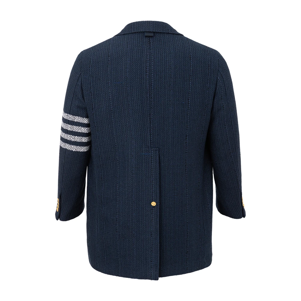 Thom Browne Blauwe Tweed Chesterfield Overjas Blue Heren