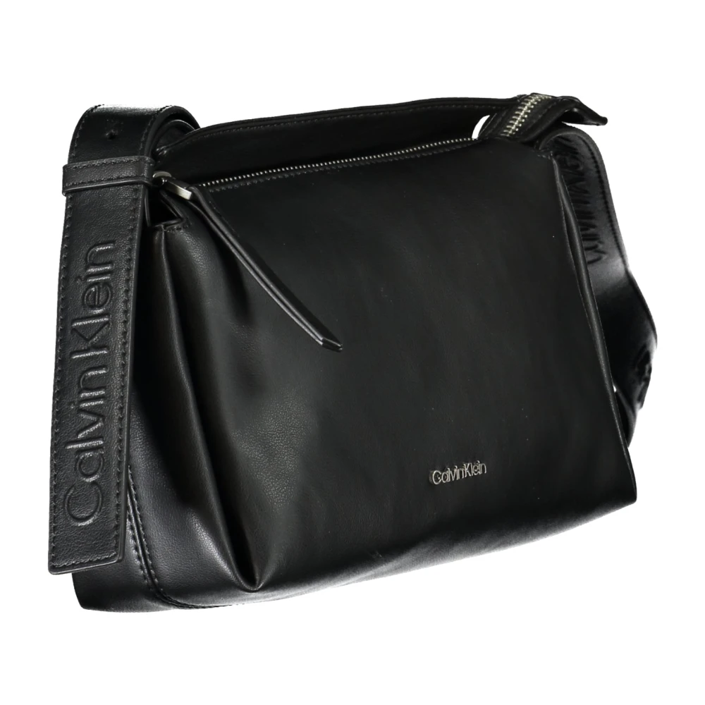 Calvin Klein Zwarte Schoudertas met Ritssluiting Black Dames