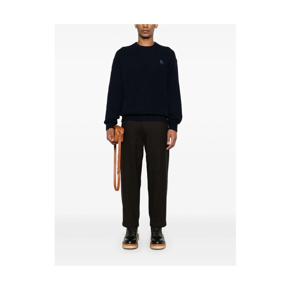Maison Kitsuné Navy Blue Fox Head Sweater Blue Heren