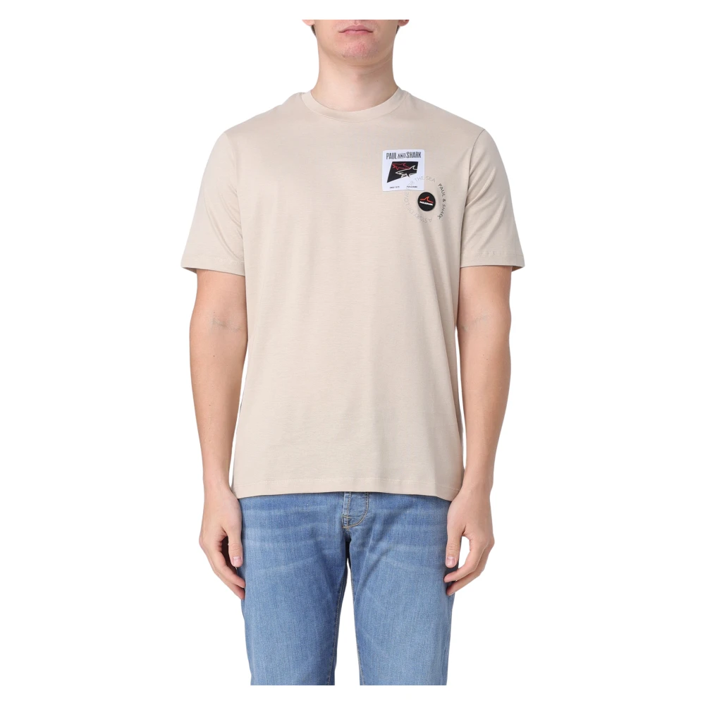 Paul & Shark Men's Beige T-Shirts, 2XL, Cotton Jersey T-Shirt