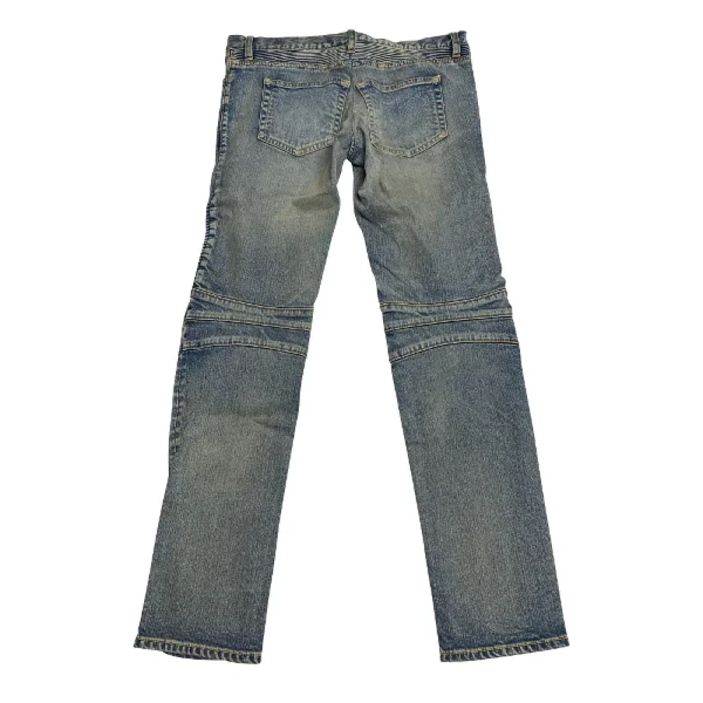 Balmain Pre-owned Cotton jeans Green Dames