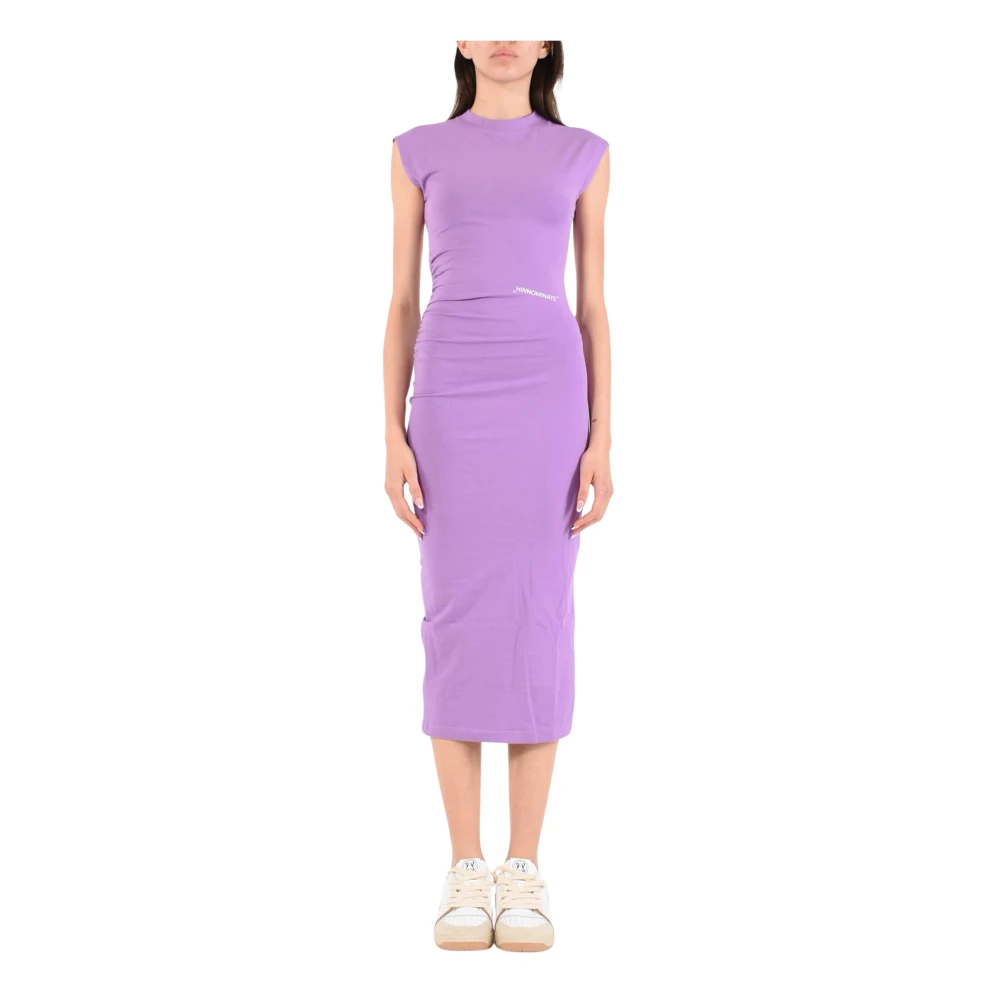 Hinnominate Lange katoenen jurk met zijplooien Purple Dames