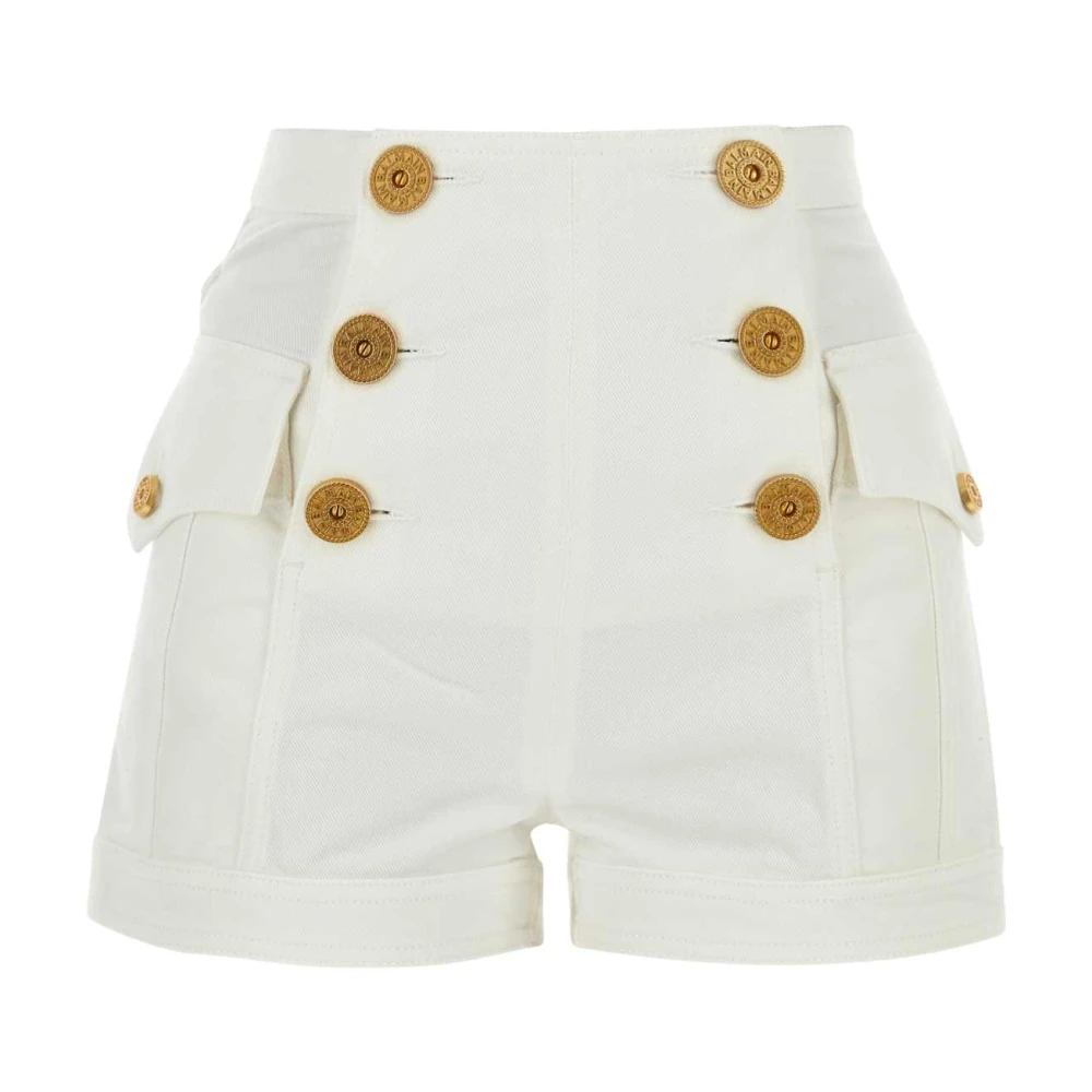 Balmain Witte denim shorts White Dames