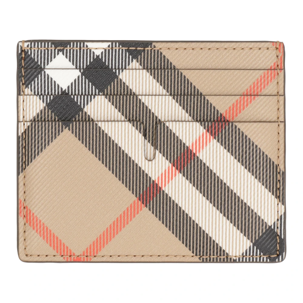 Burberry Geruite Motief Kaarthouder Beige Heren