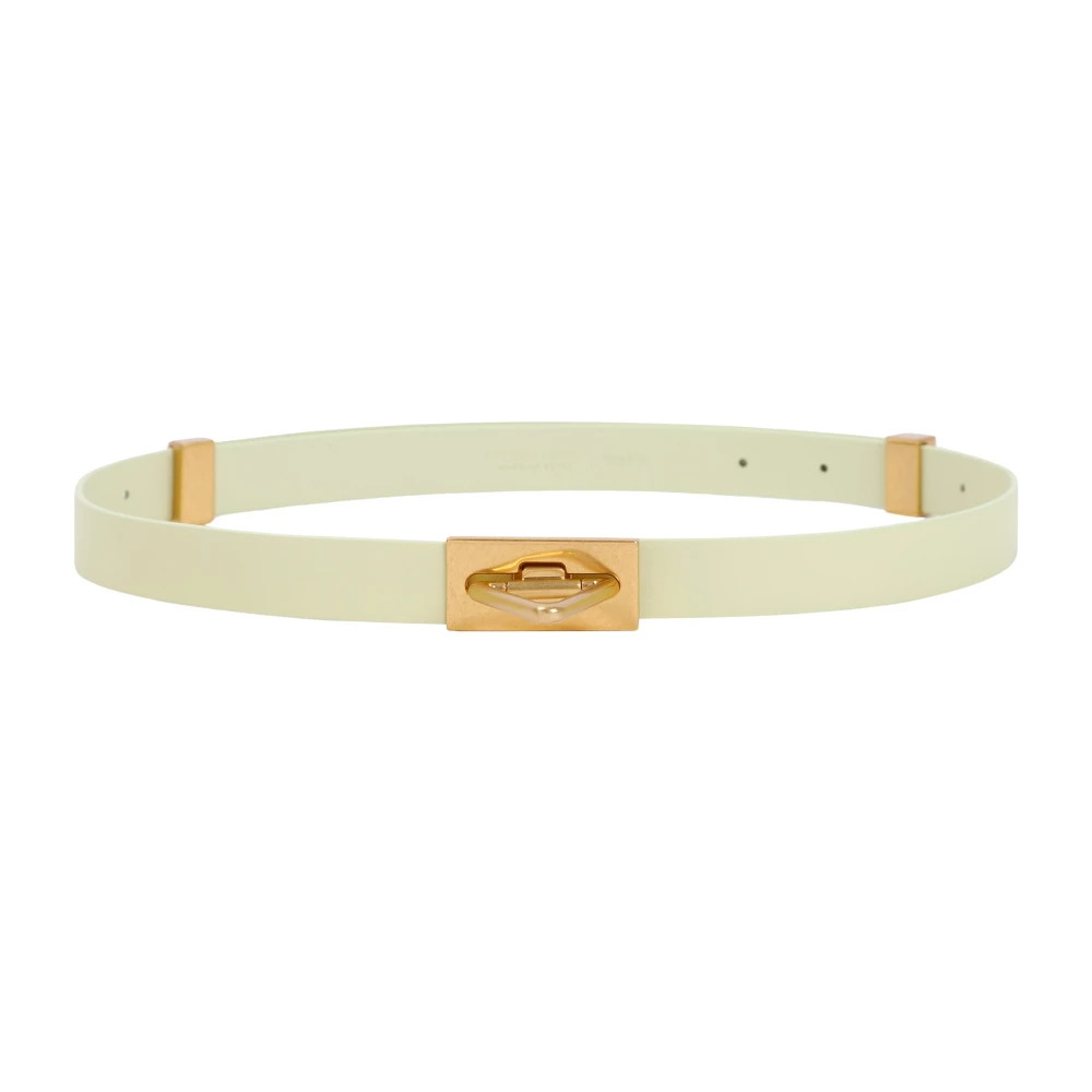 Bottega Veneta Citroen Gewassen Point Lock Leren Riem Beige Dames