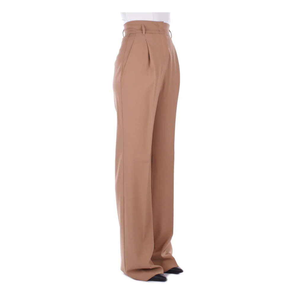 Max Mara Kameel Wollen Broek Rits Sluiting Brown Dames