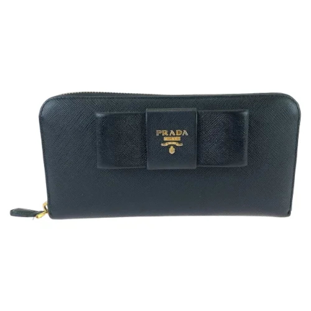 Prada Vintage Pre-owned Leather wallets Black Dames