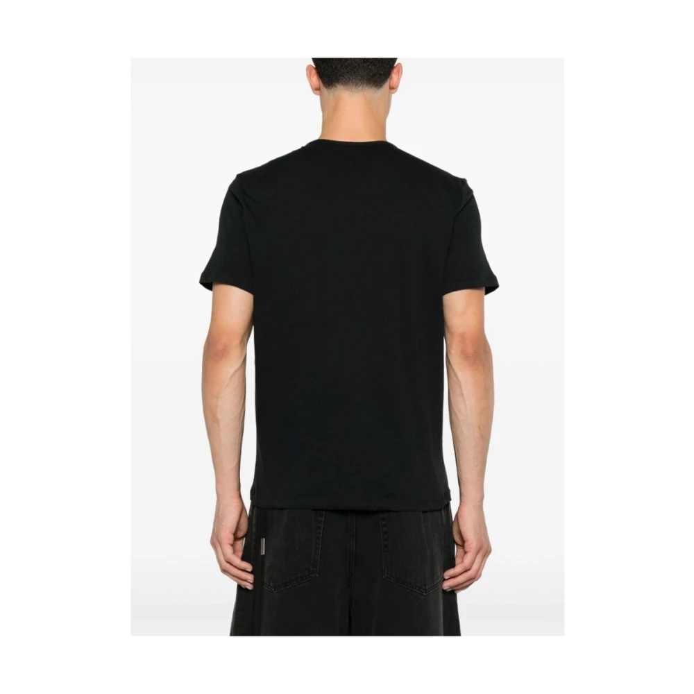 Ann Demeulemeester Zwart Echoes Print Crew Neck T-shirt Black Heren