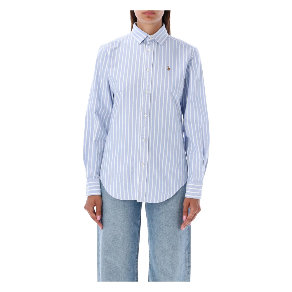 Ralph Lauren Gestreepte Oxford Katoenen Overhemd Blue Dames