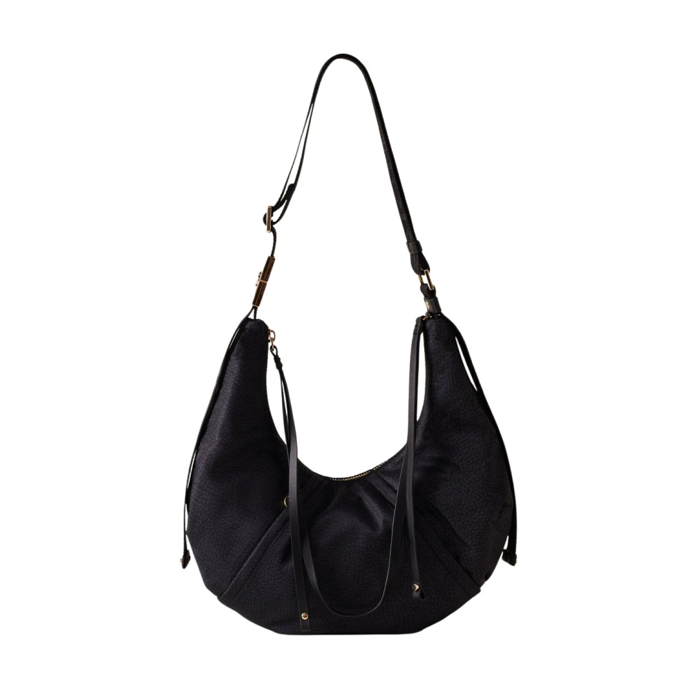 Borbonese Donkere Zwarte Hobo Tas Black Dames